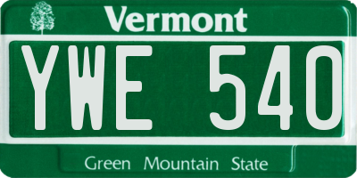 VT license plate YWE540