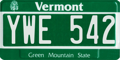 VT license plate YWE542