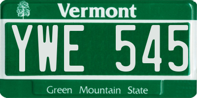 VT license plate YWE545