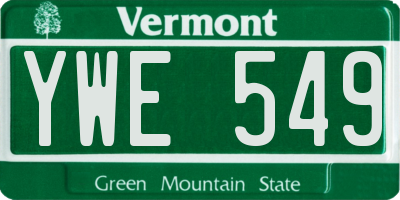 VT license plate YWE549