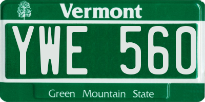 VT license plate YWE560