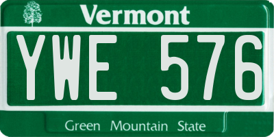 VT license plate YWE576
