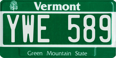 VT license plate YWE589