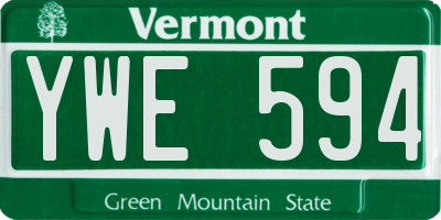 VT license plate YWE594