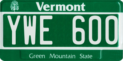 VT license plate YWE600