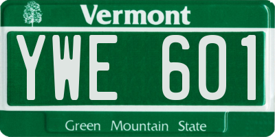 VT license plate YWE601
