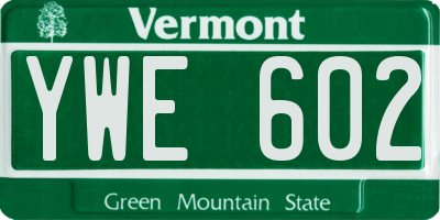 VT license plate YWE602