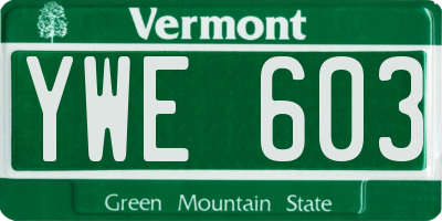VT license plate YWE603