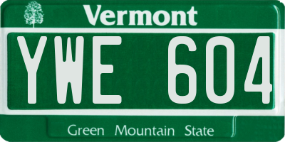 VT license plate YWE604