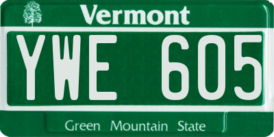 VT license plate YWE605