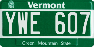 VT license plate YWE607