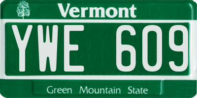 VT license plate YWE609