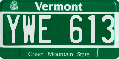 VT license plate YWE613