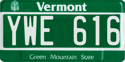 VT license plate YWE616