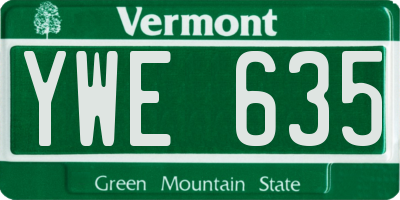 VT license plate YWE635