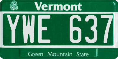 VT license plate YWE637