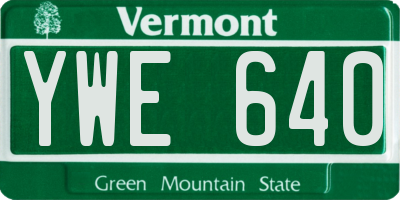 VT license plate YWE640