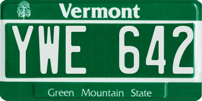 VT license plate YWE642