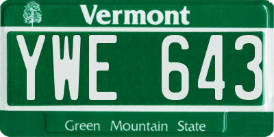 VT license plate YWE643
