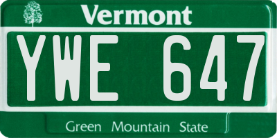VT license plate YWE647