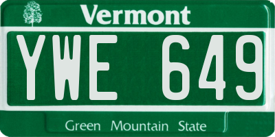 VT license plate YWE649