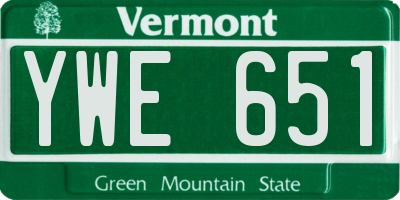 VT license plate YWE651