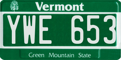 VT license plate YWE653