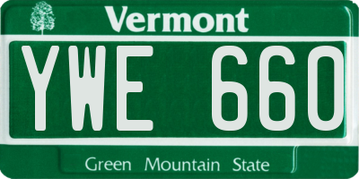 VT license plate YWE660