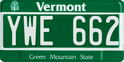 VT license plate YWE662