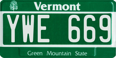 VT license plate YWE669