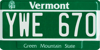 VT license plate YWE670