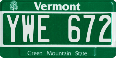 VT license plate YWE672