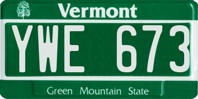 VT license plate YWE673