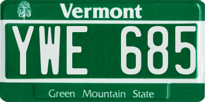VT license plate YWE685