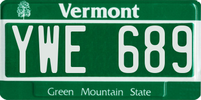 VT license plate YWE689