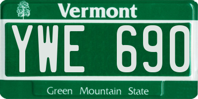 VT license plate YWE690