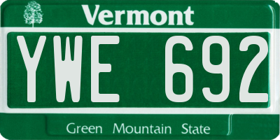 VT license plate YWE692
