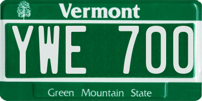 VT license plate YWE700