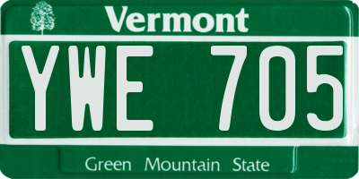 VT license plate YWE705