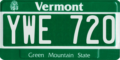 VT license plate YWE720