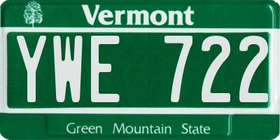 VT license plate YWE722
