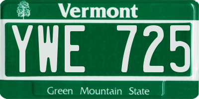 VT license plate YWE725