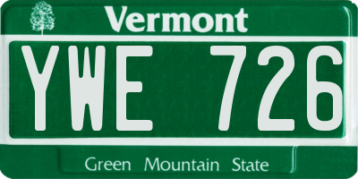 VT license plate YWE726