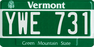 VT license plate YWE731