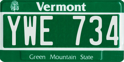 VT license plate YWE734