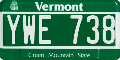 VT license plate YWE738