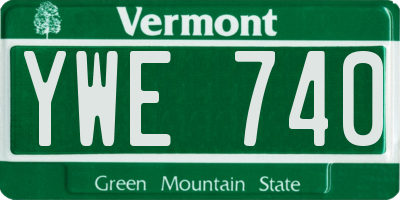 VT license plate YWE740