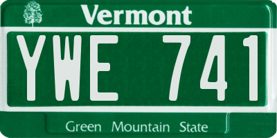 VT license plate YWE741