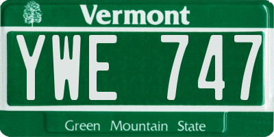 VT license plate YWE747