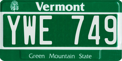 VT license plate YWE749